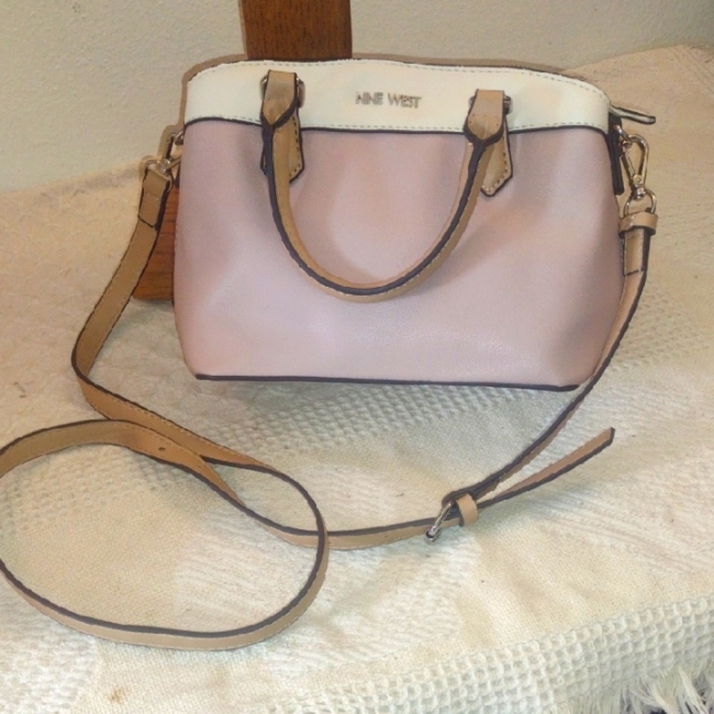 Nine West Pink White Tan Small Satchel